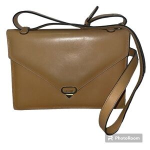 CELINE Authentic Vintage Tan Envelope Flap Shoulder Crossbody Bag with COA